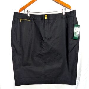 NWT Lauren Ralph Lauren Black Midi Pencil Skirt Gold Detailing,  Cotton‎ Sz 18W